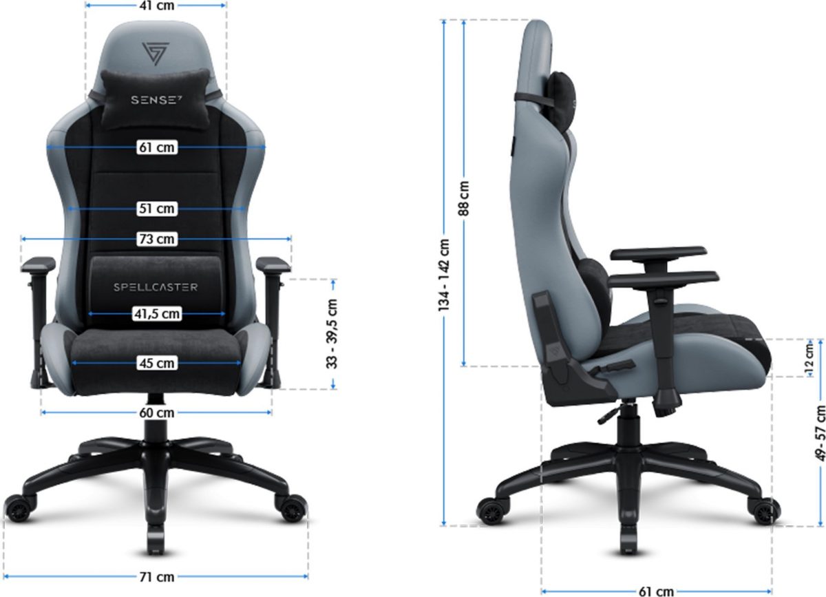 Геймерське крісло SENSE7 Spellcaster FUKU XL PU Чорний/Сірий Ідеальне поєднання комфорту та стилю для геймерів - Зображення 9
