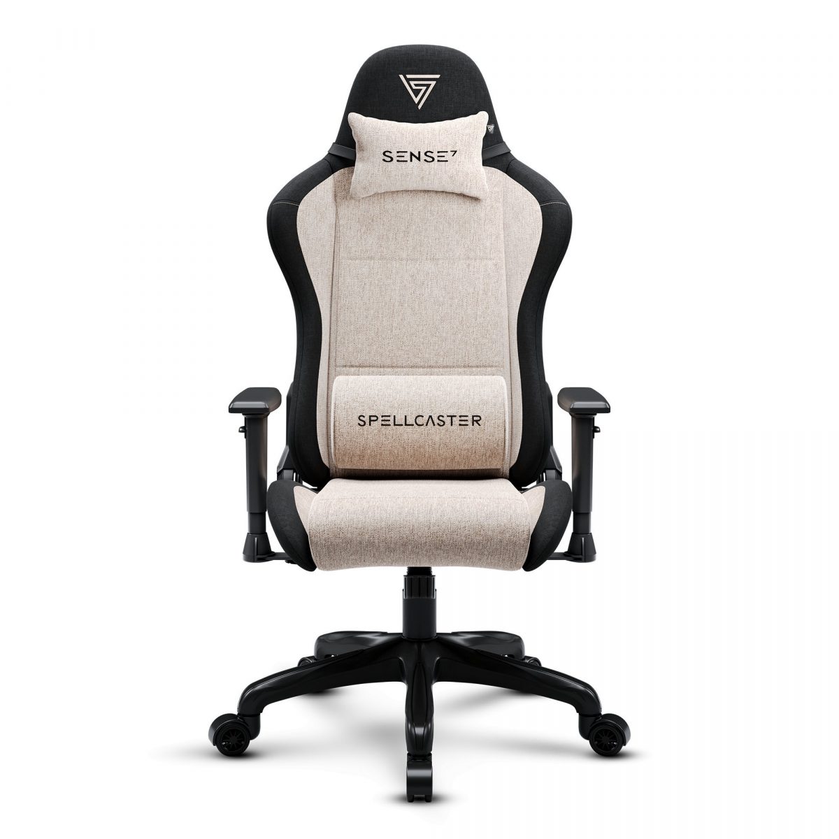 Тканинне крісло SENSE7 Spellcaster FUKU чорно-бежевий: Динамічний дизайн та комфорт для геймерів - Зображення 3