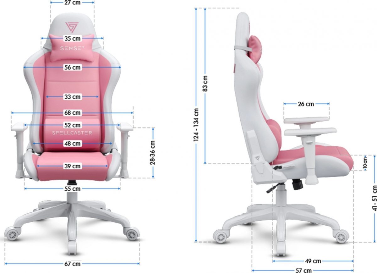 Крісло SENSE7 Spellcaster FUKU PU Біло-Рожеве: Стильний комфорт для геймерів у яскравих кольорах - Зображення 8