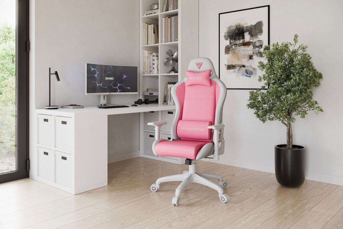 Крісло SENSE7 Spellcaster FUKU PU Біло-Рожеве: Стильний комфорт для геймерів у яскравих кольорах - Зображення 2