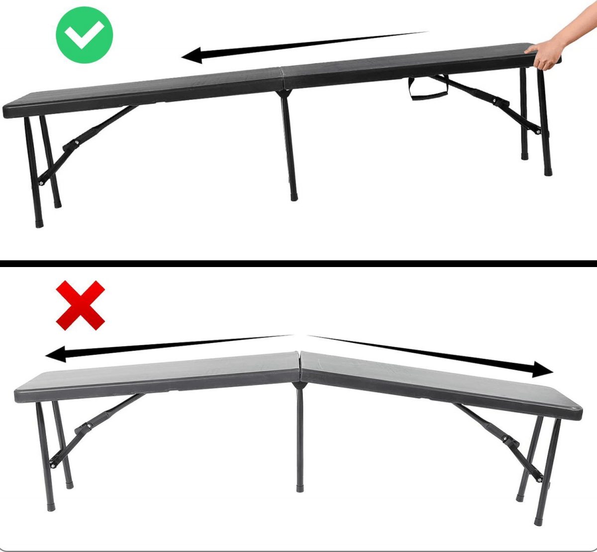 Лавка розкладна садова Heckermann ZD183 Black 183x28x43 см - Зображення 3