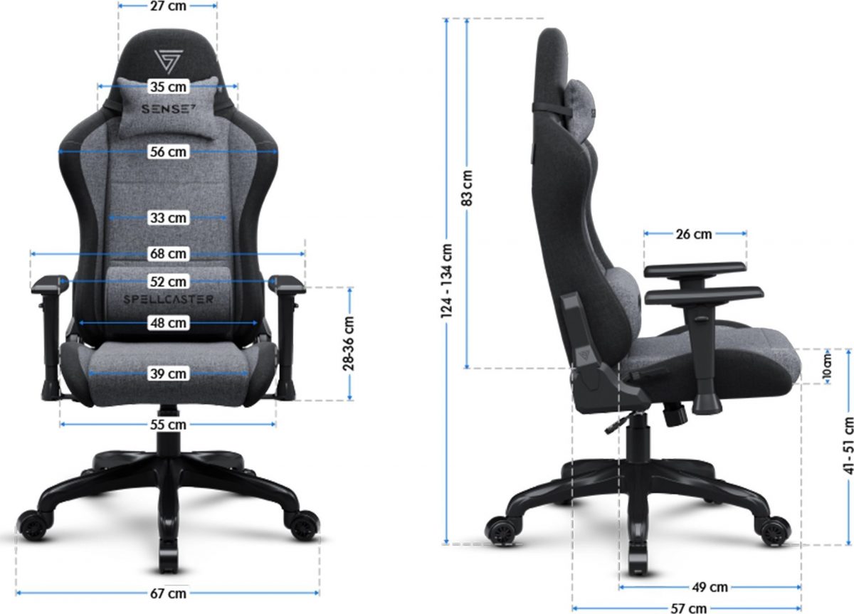 Тканинне крісло SENSE7 Spellcaster FUKU чорно-сірий: Комфорт і стиль для геймерів у елегантному дизайні - Зображення 9