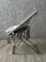 Розкладне крісло-гамак "Гніздо лелеки" з подушкою сірого кольору - Ідеальне для відпочинку на природі та вдома - Зображення 3