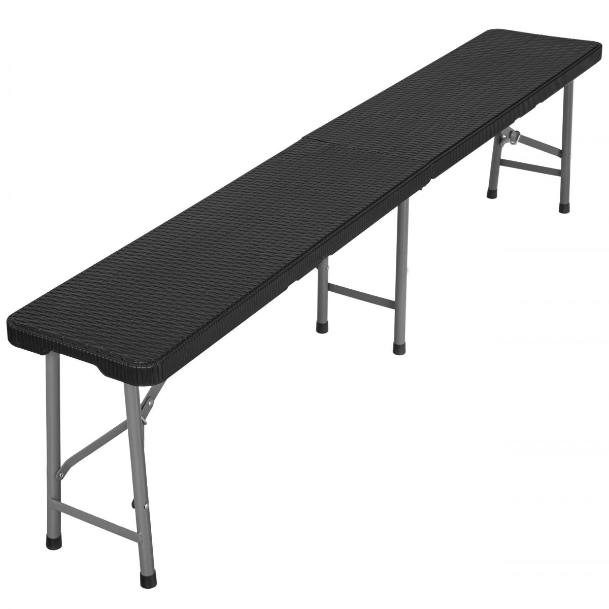 Лавка розкладна садова eHokery 180x28x43 см чорний ротанг - Зображення 2