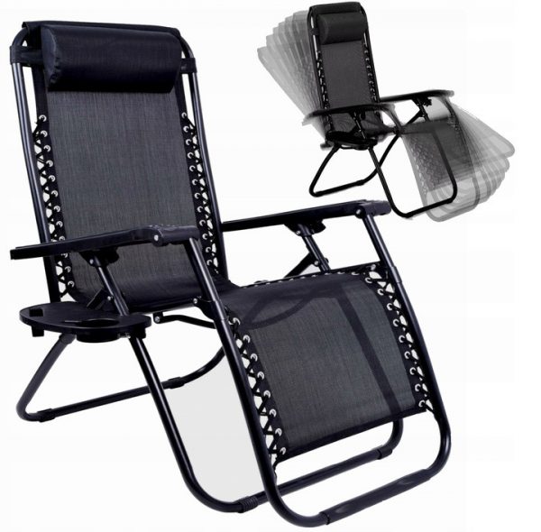 Розкладний лежак 2в1 eHokery ORION чорний -Стиль та комфорт для відпочинку на пляжі та в саду