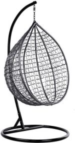 Підвісне садове крісло кокон сірий GT-Sport з чорною подушкою - Зображення 4