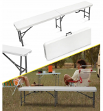 Розкладна Лавка для Садових та Туристичних Цілей 180x28x43 см Біла - Зображення 2