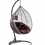 Підвісне окремо стояче крісло кокон сірий Velaco ITAKA-GR-OKR-BR з коричневою подушкою