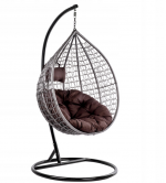 Підвісне садове крісло-кокон сіре GT-Sport з коричневою подушкою - Зображення 2