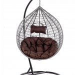 Підвісне садове крісло кокон сірий GT-Sport ITAKA-GR-OKR-BR з коричневою подушкою