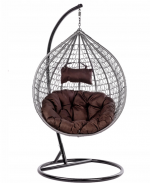 Підвісне садове крісло кокон сірий GT-Sport ITAKA-GR-OKR-BR з коричневою подушкою