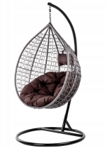 Підвісне садове крісло-кокон сіре GT-Sport з коричневою подушкою - Зображення 3
