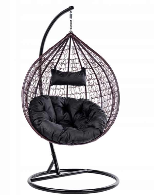 Підвисне садове крісло кокон GT-Sport коричневе+чорна подушка