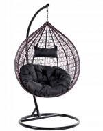 Підвісне садове крісло-кокон коричневе Velaco ITAKA-BR-OKR-BL з чорною подушкою - Ідеальне поєднання комфорту та стилю - Зображення 2
