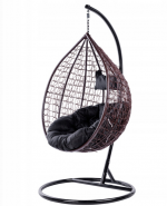 Підвісне садове крісло-кокон коричневе Velaco ITAKA-BR-OKR-BL з чорною подушкою - Ідеальне поєднання комфорту та стилю - Зображення 3
