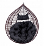 Підвісне садове крісло-кокон коричневе Velaco ITAKA-BR-OKR-BL з чорною подушкою - Ідеальне поєднання комфорту та стилю - Зображення 4