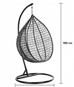 Підвісне садове крісло-кокон коричневе Velaco ITAKA-BR-OKR-BL з чорною подушкою - Ідеальне поєднання комфорту та стилю - Зображення 5