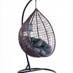 Підвісне садове крісло кокон коричневий Velaco ITAKA-BR-OKR-GR сіра подушка-Максимальний комфорт та елегантність для вашого саду