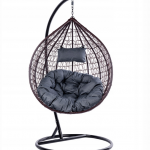 Підвісне садове крісло кокон коричневий GT-Sport ITAKA-BR-OKR-GR сіра подушка