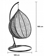 Підвісне садове крісло кокон коричневий GT-Sport сіра подушка - Зображення 3