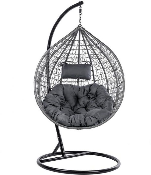 Підвісне садове крісло кокон сірий GT-Sport ITAKA-GR-OKR-GR сіра подушка