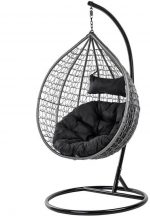 Підвісне садове крісло кокон сірий GT-Sport з чорною подушкою - Зображення 3