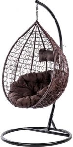 Підвісне садове крісло-кокон GT-Sport коричневе з коричневою подушкою - Зображення 3