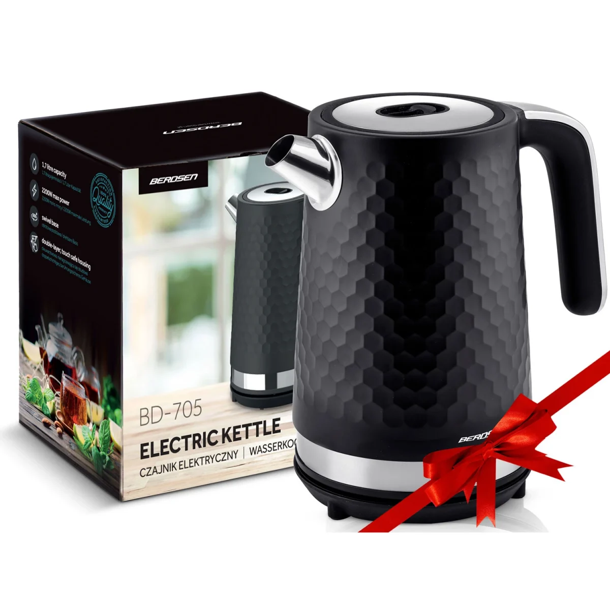 Електрочайник 1.7 л Berdsen BD-705 чорно-срібний - Зображення 6