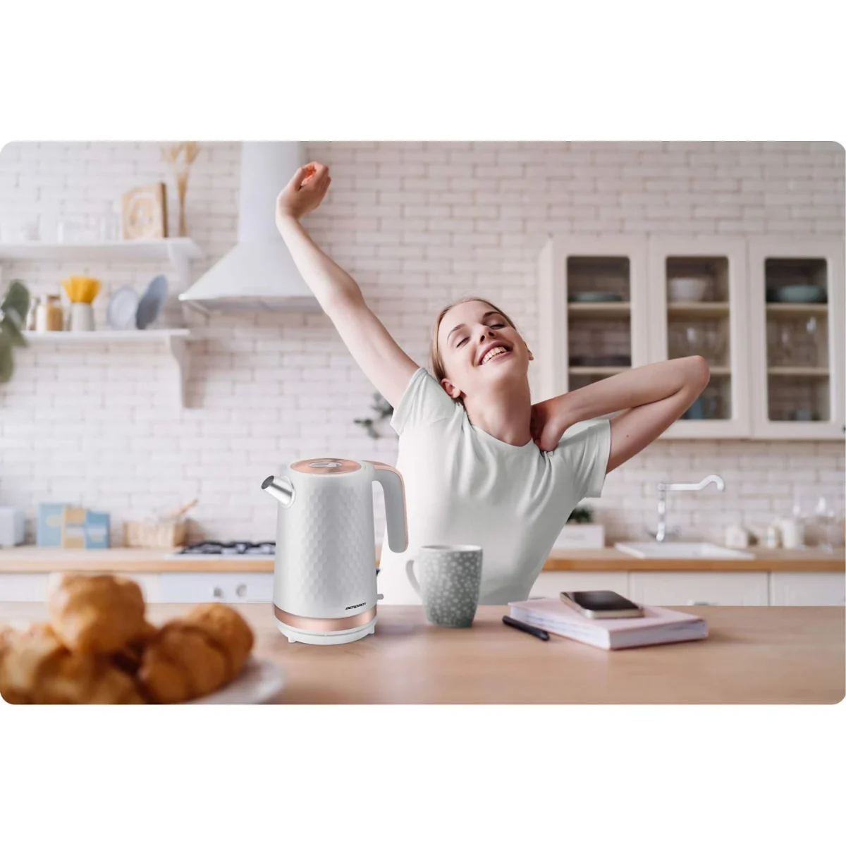 Електрочайник Berdsen BD-705 1.7 л білий та мідний - Зображення 8