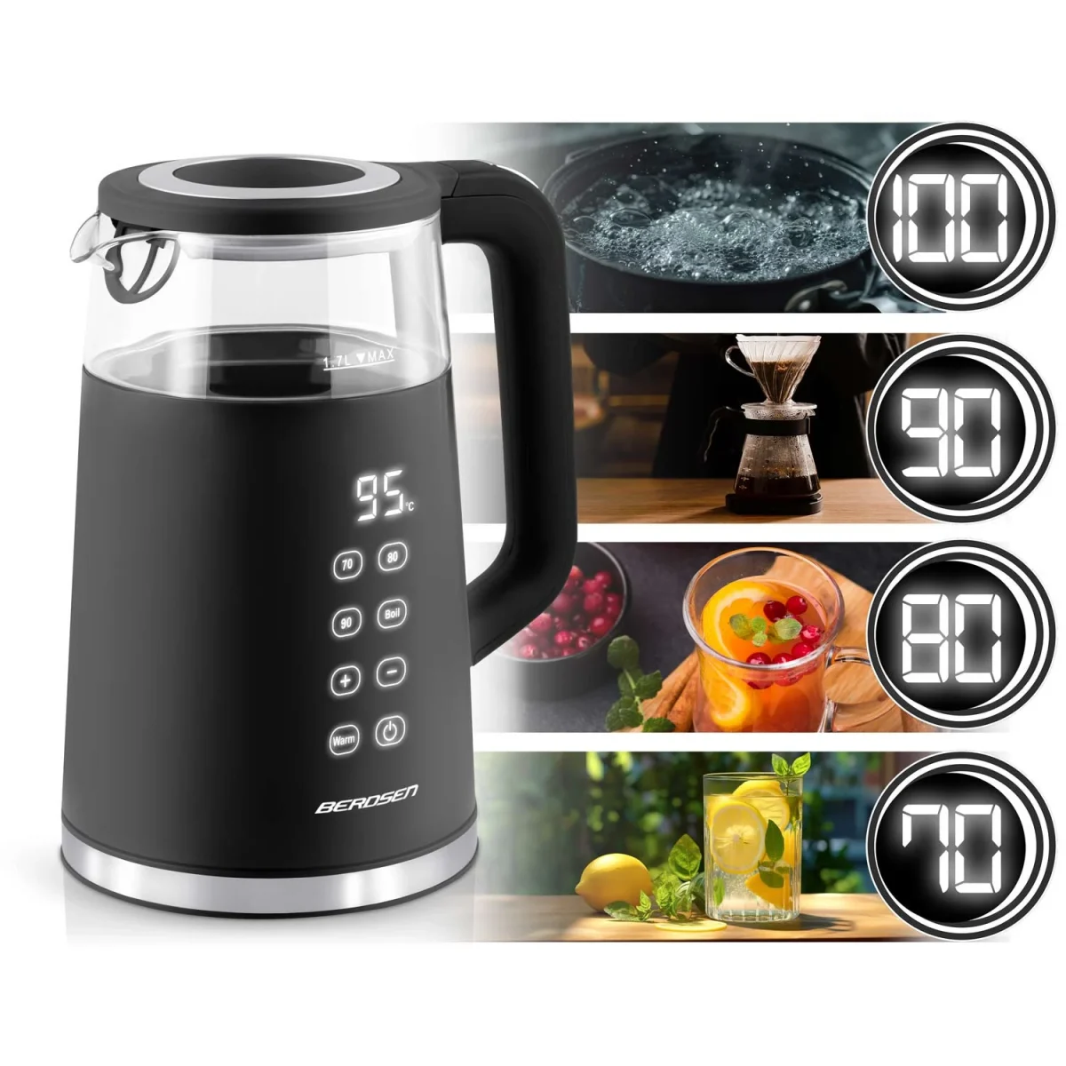 Електрочайник 1.7 л Berdsen BD-707 чорний - Зображення 11
