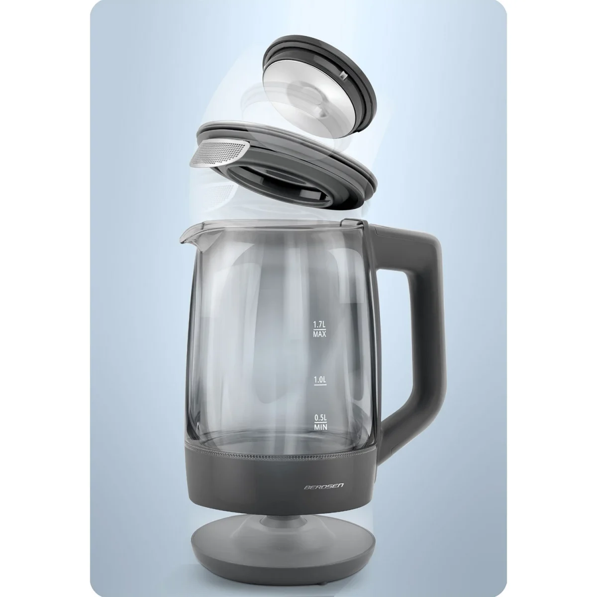 Електрочайник Berdsen BD-711 скляний з об'ємом 1.7 л - Зображення 7
