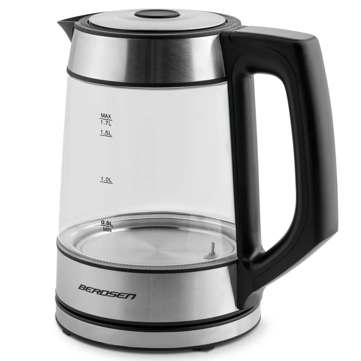 Електрочайник Berdsen BD-704 скляний 1,7 л, чорно-срібний - Зображення 4