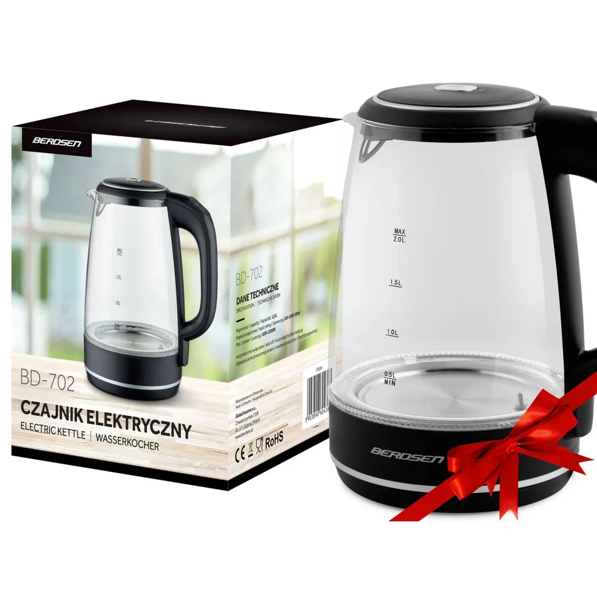 Електрочайник Berdsen BD-702 чорний скляний 2л - Зображення 12