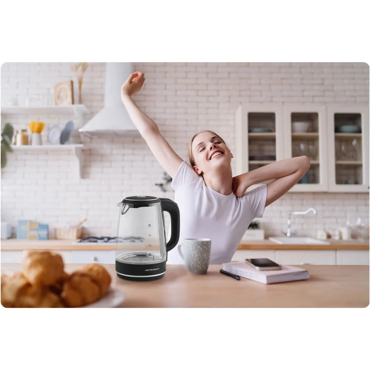 Електрочайник Berdsen BD-702 чорний скляний 2л - Зображення 13