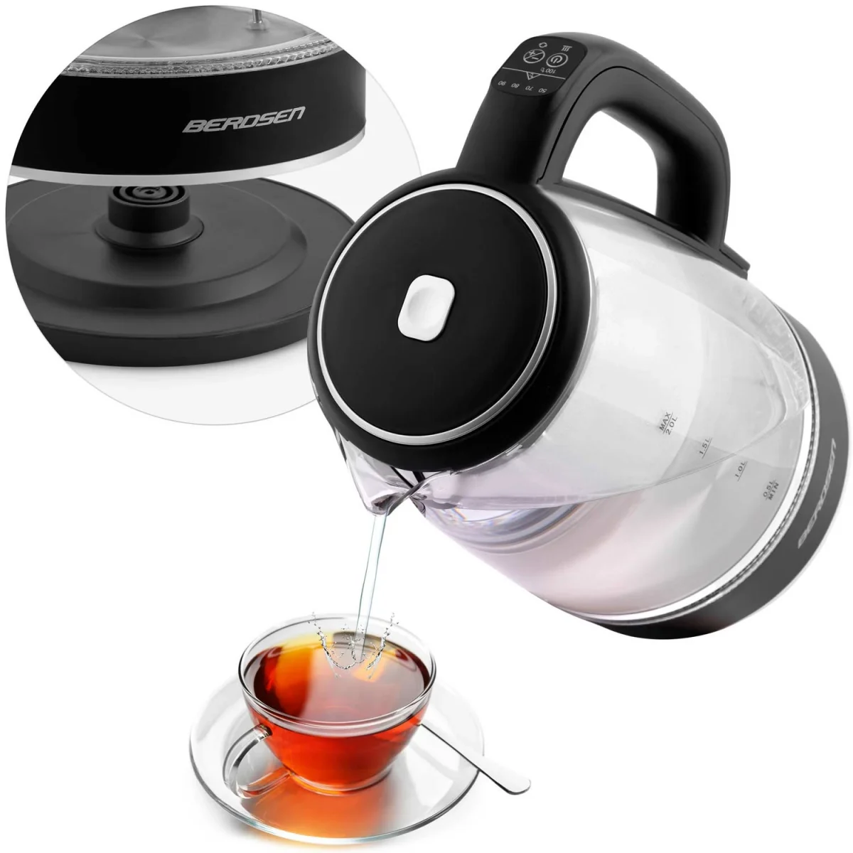 Електрочайник Berdsen BD-702 чорний скляний 2л - Зображення 14