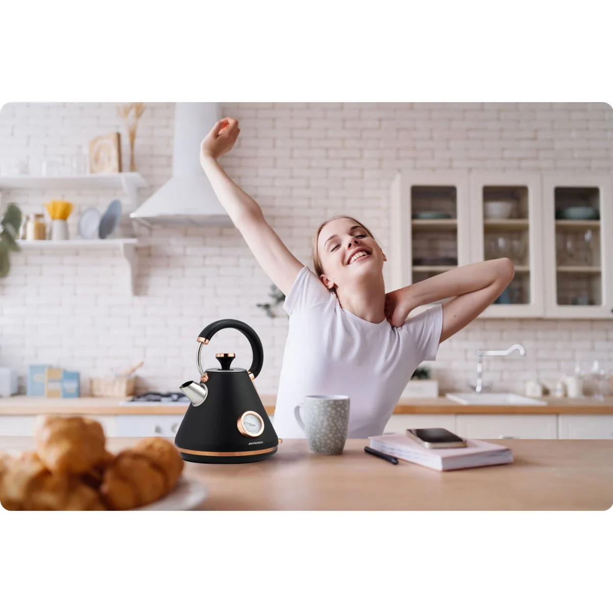 Електрочайник з термометром 1.7L Berdsen BD-701 чорний - Зображення 13