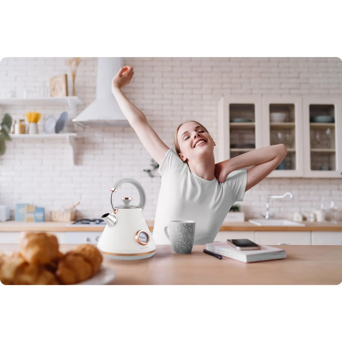 Електрочайник з термометром 1.7 л Berdsen BD-701 білий - Зображення 9