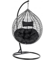 Підвісне садове крісло кокон сірий GT-Sport ITAKA-GR-OKR-BL з чорною подушкою