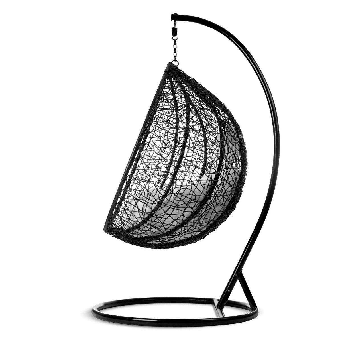 Крісло садове підвісне Hawana чорне + сірі подушки (кокон)- Стиль і зручність - Зображення 7