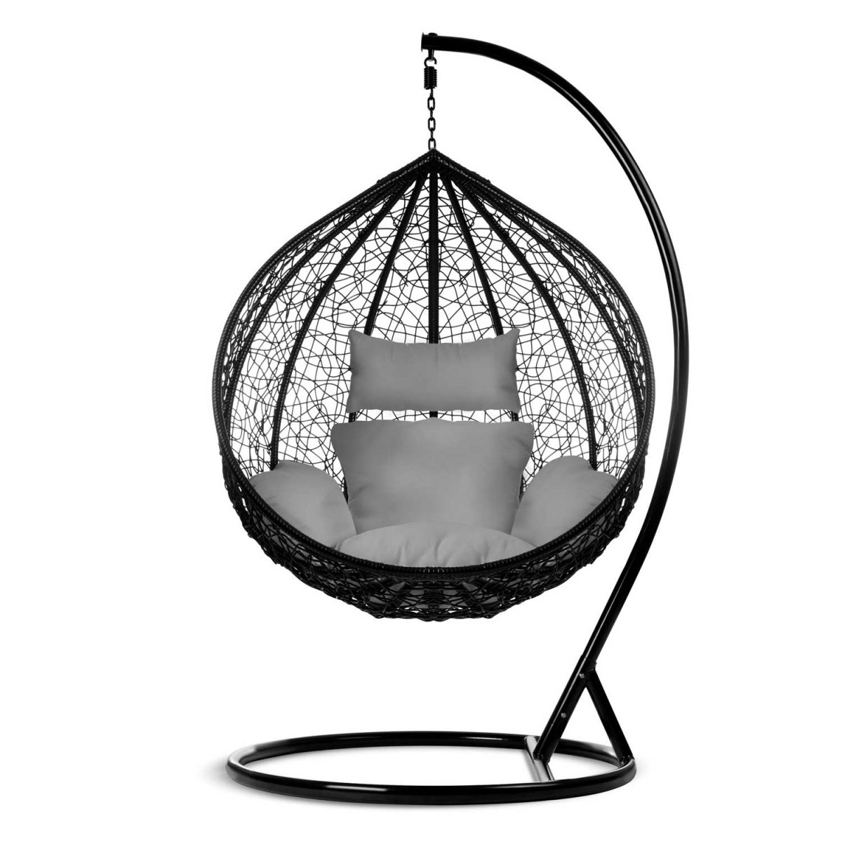 Крісло садове підвісне Hawana чорне + сірі подушки (кокон)- Стиль і зручність - Зображення 9