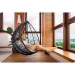 Крісло садове підвісне Hawana чорне + сірі подушки (кокон)- Стиль і зручність - Зображення 4