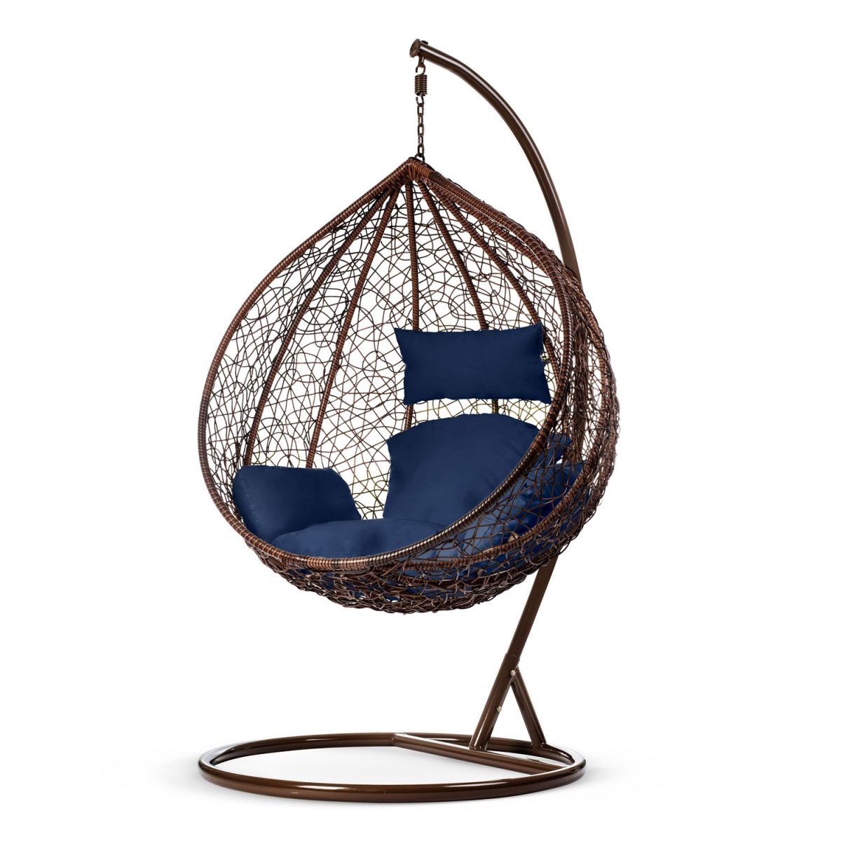 Крісло садове підвісне кокон Hawana коричневе + темно-сині подушки Sofotel - Модний акцент для саду - Зображення 3