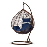 Крісло садове підвісне кокон Hawana коричневе + темно-сині подушки Sofotel - Модний акцент для саду - Зображення 3
