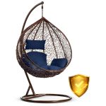 Крісло садове підвісне кокон Hawana коричневе + темно-сині подушки Sofotel - Модний акцент для саду - Зображення 11