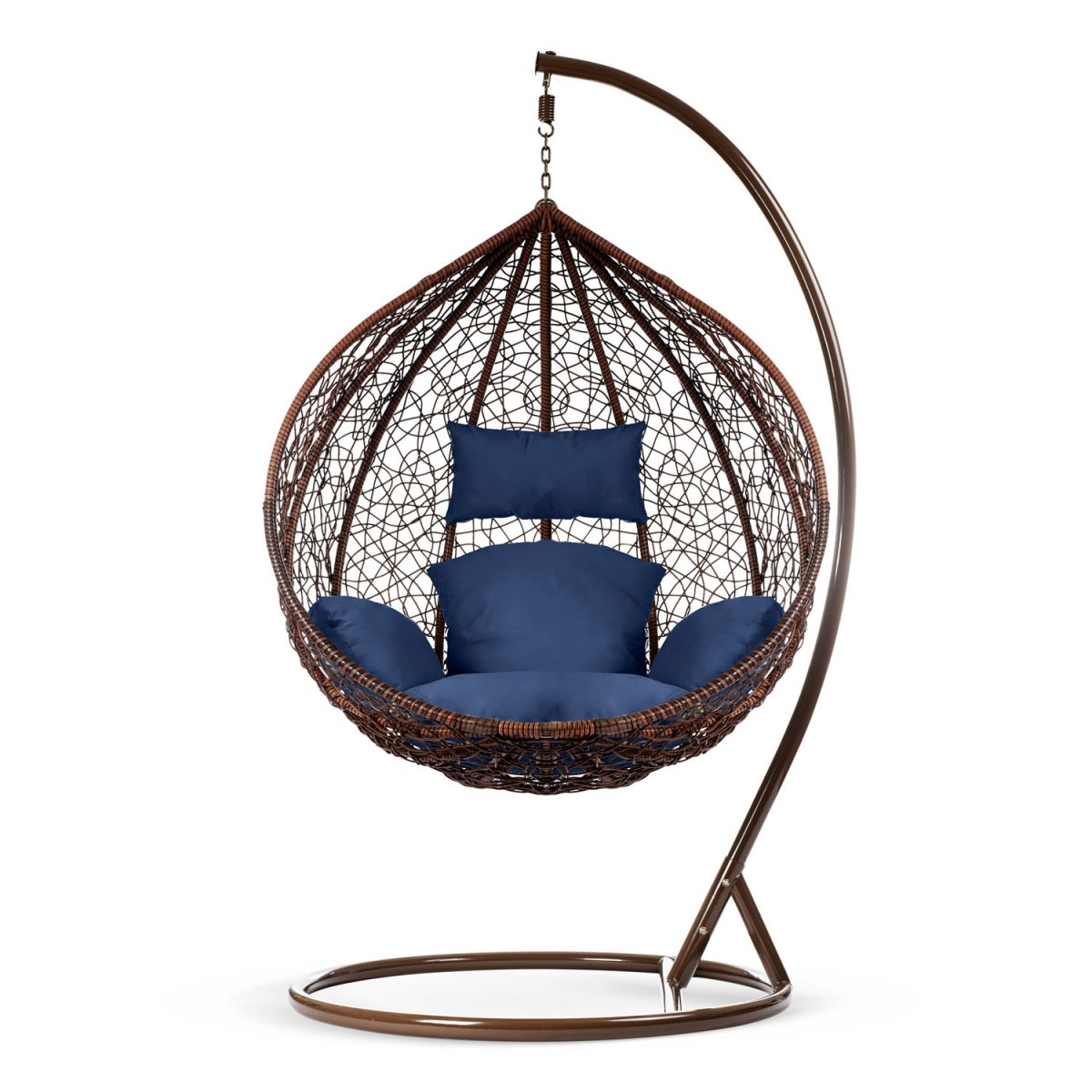 Крісло садове підвісне кокон Hawana коричневе + темно-сині подушки Sofotel - Модний акцент для саду - Зображення 5