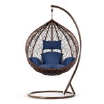 Крісло садове підвісне кокон Hawana коричневе + темно-сині подушки Sofotel - Модний акцент для саду - Зображення 5