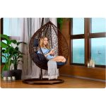 Крісло садове підвісне кокон Hawana коричневе + темно-сині подушки Sofotel - Модний акцент для саду - Зображення 6