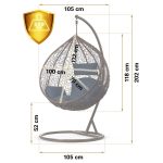 Крісло садове підвісне кокон Hawana коричневе + темно-сині подушки Sofotel - Модний акцент для саду - Зображення 9