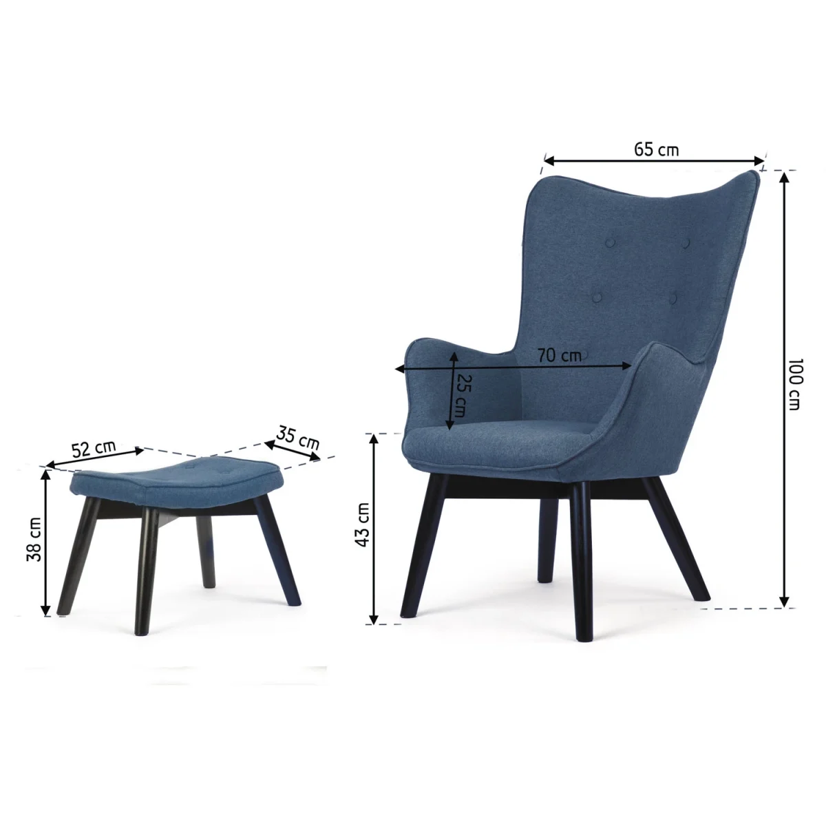 Крісло Sofatel Norse blue з підніжкою - Зображення 8