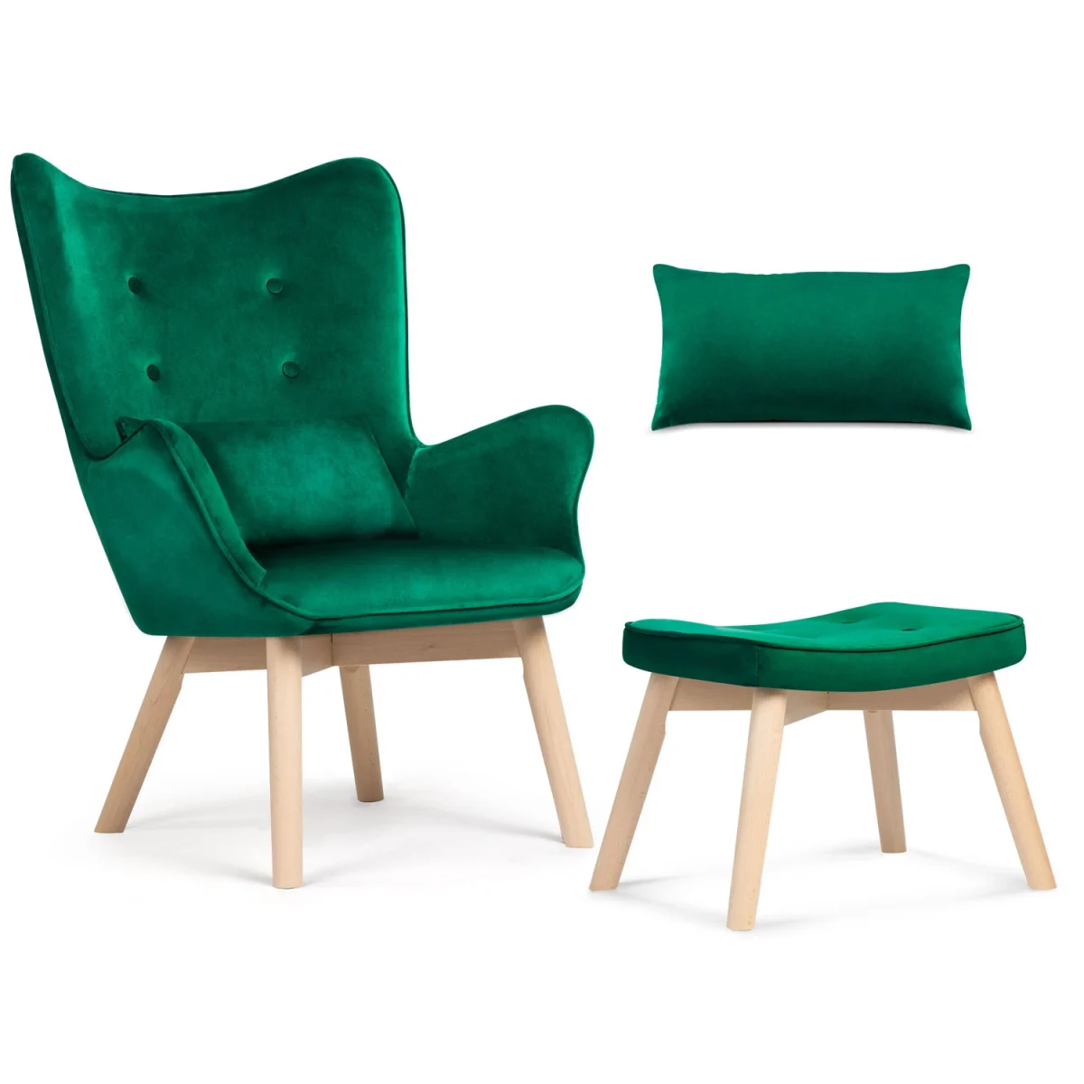 Крісло Sofatel Norse з підніжкою, темно-зелене - Зображення 8